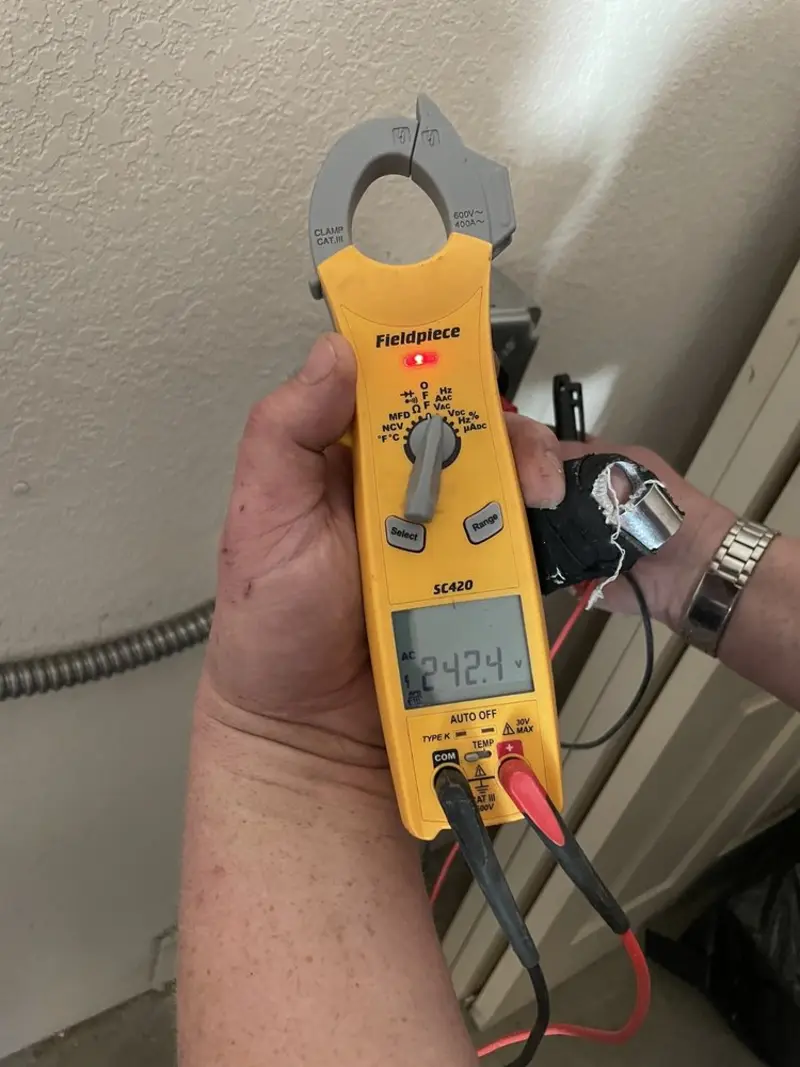 Voltage testing with clamp meter during Generator Installation in Vashon